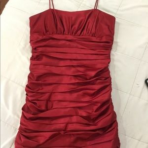 Red ruffled cocktail dress. Christmas party dress!